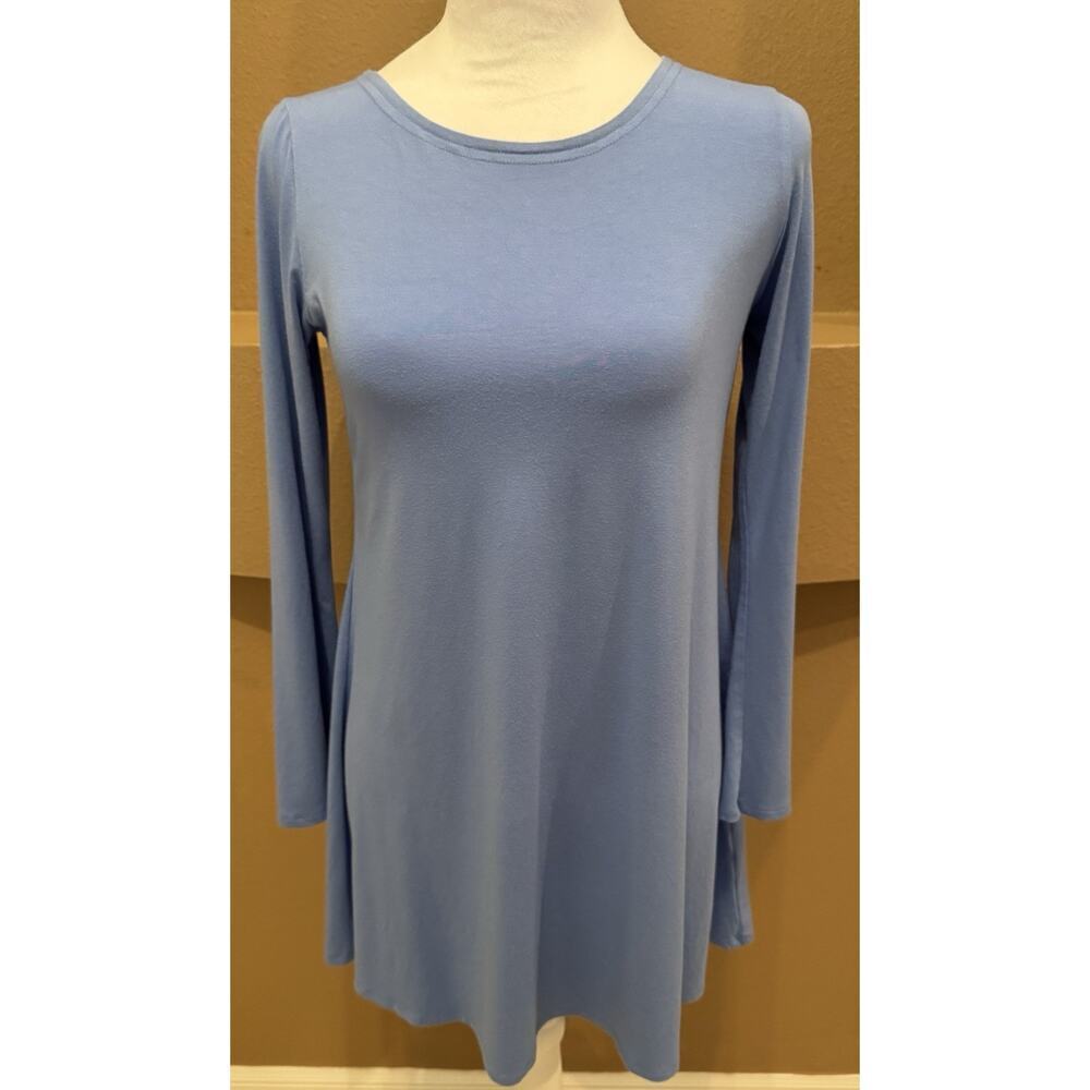 Eileen Fisher BlueBird Viscose Jersey Ballet Neck Tunic Top Sz XXS